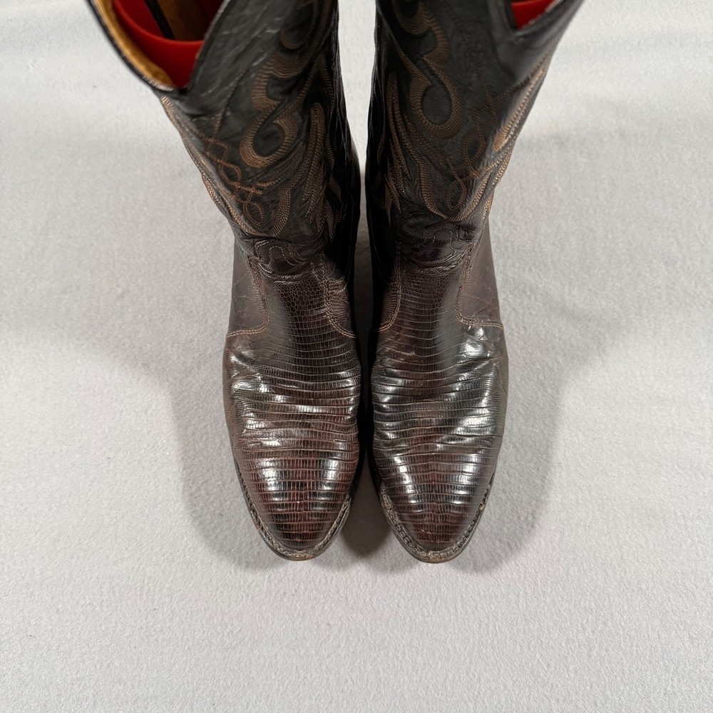 Tony Lama Mens Brown Lizard Skin Western Cowboy Boots 8536 Size 9D - Picture 3 of 7